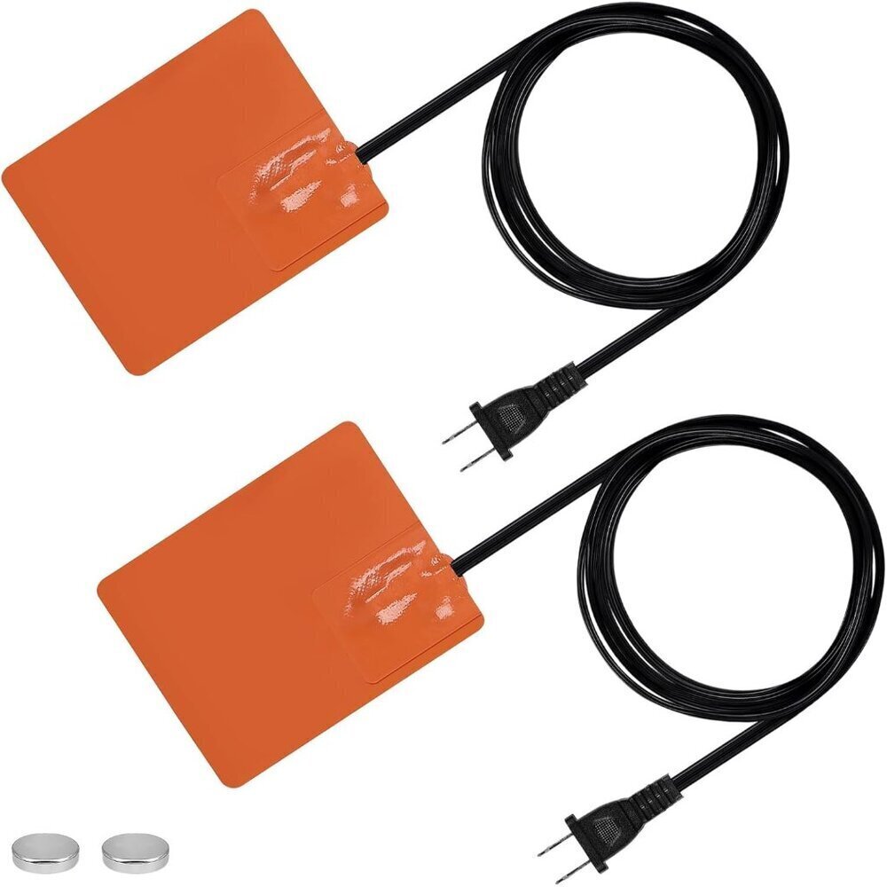 2 Pcs Silicone Car - 4x5in Self-Adhesive Oil Pan Heater Pad with 194°F Thermal